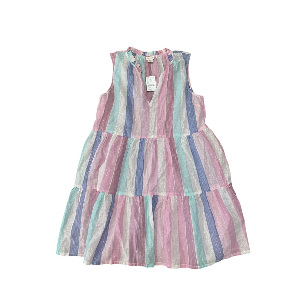 Crewcuts Pink and Blue Striped swim cover-up dress XXL NWT